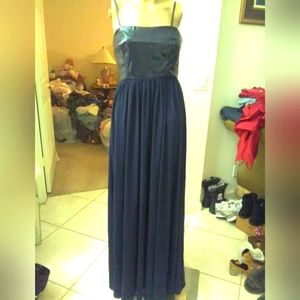 BNWT DARK BLUE MAXI DRESS BY SUSANA MONACO SZ. 4 UNIQUE PLASTIC TOP FLOW BOTTOM